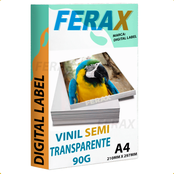 Vinil adesivo semi-transparente A4 Ferax 90g para impressoras jato de tinta