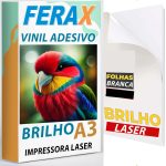 Vinil Adesivo Branco Brilho A3 Ferax para Impressora Laser – imagem de capa do produto com acabamento brilhante, cores vivas e alta fixação do toner.