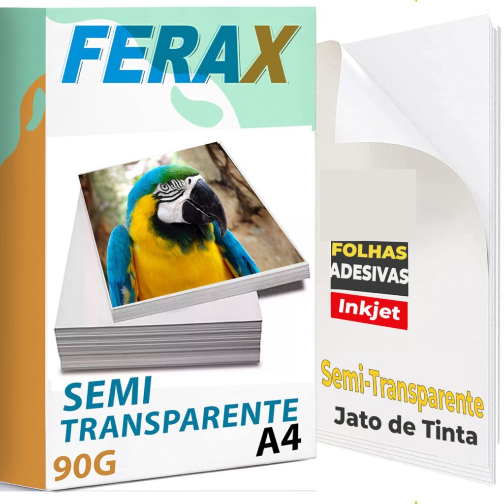 Vinil adesivo semi-transparente Ferax A4 para impressora jato de tinta