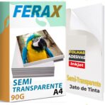 Vinil adesivo semi-transparente Ferax A4 para impressora jato de tinta