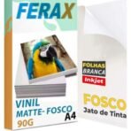 Vinil Adesivo Branco Fosco Ferax A4 para impressora jato de tinta — embalagem do produto