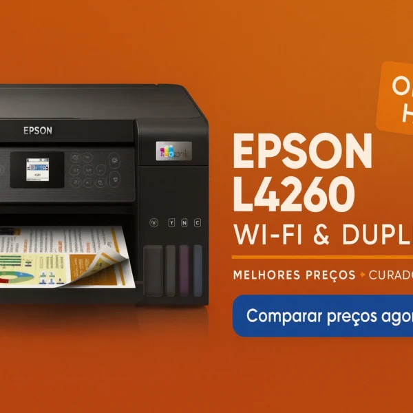 Imagem promocional da impressora Epson L4260 Ecotank Wi-Fi e Duplex com destaque para melhores preços e curadoria Ferax.