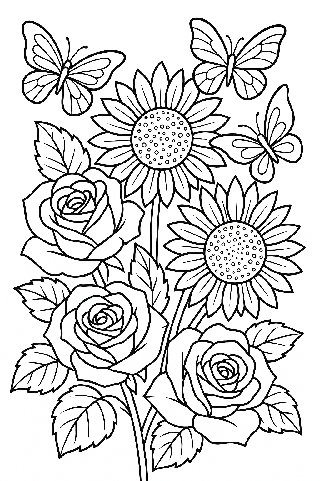 Desenho de flores para colorir
